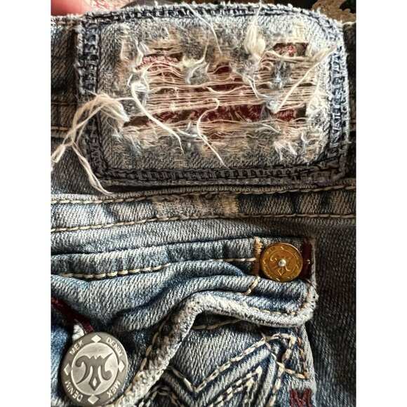 Vintage Y2K Mek Denim cut-off denim long shorts sz 31 stitching distressed - Picture 7 of 12